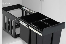vidaXL Ištraukiama virtuvės spintelės šiukšliadėžė, 48l, soft-close