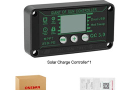 Mes parduodame ONEVAN 100A saulės įkrovimo MPPT 12V/24V/50V įkrovimo valdiklį su dvigubu USB ir auto
