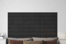 vidaXL Sienų plokštės, 12vnt., juodos, 60x15cm, aksomas, 1,08m²
