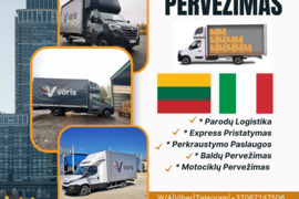 Pervežame krovinius Lietuva Italija Lietuva Vežame baldus, motociklus, buitinę techniką, vykdome per