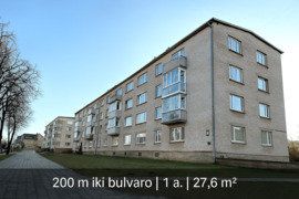 Parduodamas 1 k. butas centre Vilniaus g. 121, 27,6 m² ploto, 1/4 aukšte, 200 metrų iki bulvaro