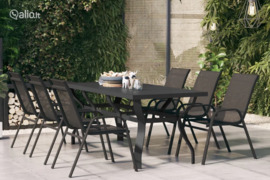 vidaXL Sodo stalas, juodos spalvos, 180x80x70cm, plienas ir stiklas