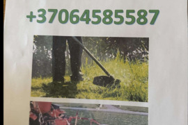 Žolės pjovimas trimeriu