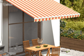 vidaXL Pakaitinis audinys markizei, geltonos ir baltos spalvos, 4x3m