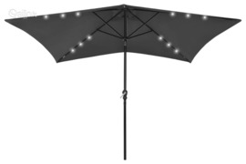 vidaXL Sodo skėtis nuo saulės su LED/plieniniu stulpu, antracito, 2x3m