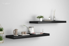 vidaXL Pakabinamos lentynos, 2vnt., juodos, 80x23,5x3,8cm, MDF