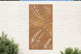 vidaXL Sodo sienos dekoracija, 105x55cm, corten plienas, lapų dizaino