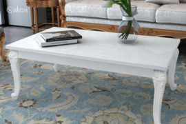 vidaXL Kavos staliukas, baltas, 115x65x42cm, labai blizgus