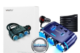 Auto įkrovimo skirstytuvas 3 lizdai su Type-C ir USB lizdais Yantu