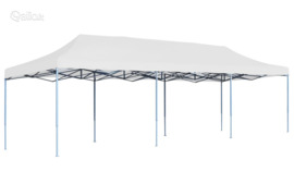 vidaXL Išskleidžiama proginė palapinė, baltos spalvos, 3x9 m