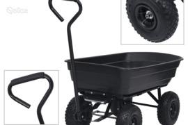 vidaXL Paverčiamas rankinis sodo vežimėlis, juodos spalvos, 300kg, 75l