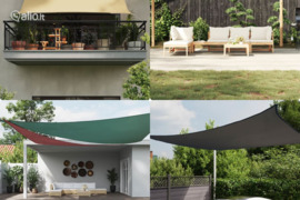 vidaXL Uždanga nuo saulės, taupe, 5x7x7m, oksfordo audinys, trikampė