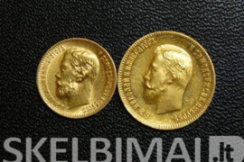*** BRANGIAUSIAI PERKU CARINĖS RUSIJOS AUKSINES 5 rub, 7.5 rub, 10 rub ir 15 rub rublių monetas. Tel