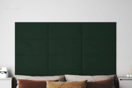 vidaXL Sienų plokštės, 12vnt., žalios, 60x30cm, aksomas, 2,16m²
