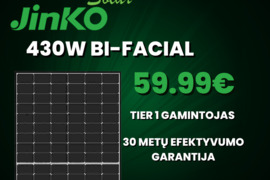 430W Jinko - JKM430N-54HL4R-BDV Juodas rėmas, Bi-facial