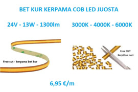 Free CUT - COB LED juosta 13W - 24V - 3000K - 4000K - 6000K 528LEDs/m CRI90