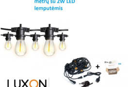 LED lauko girlianda E27 - 15 metrų su 2W LED lemputėmis