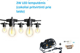 LED lauko girlianda E27 - 10 metrų 20 lempučių
