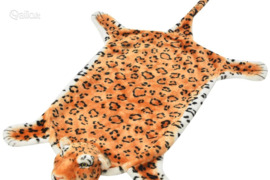 vidaXL Kilimas leopardas, pliušinis, 139 cm, rudas