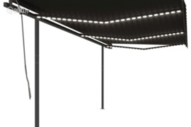 vidaXL Automatinė markizė su LED/vėjo jutikliu, antracito, 6x3,5m
