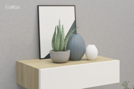 vidaXL Sieninė lentyna su stalčiumi, ąžuolo/balta, 40x23,5x10cm, MDF