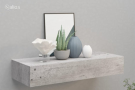vidaXL Sieninė lentyna su stalčiumi, betono pilka, 60x23,5x10cm, MDF