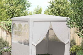 vidaXL Proginė palapinė su šoninėmis sienomis, balta, 2x2m, 90g/m²