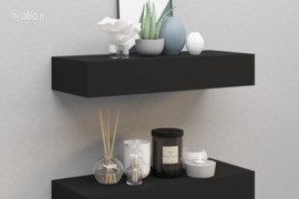 vidaXL Lentynos su stalčiais, 2vnt., juodos, 60x23,5x10cm, MDF