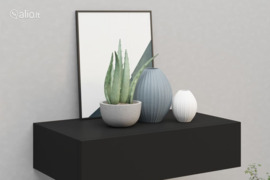 vidaXL Sieninė lentyna su stalčiumi, juoda, 40x23,5x10cm, MDF