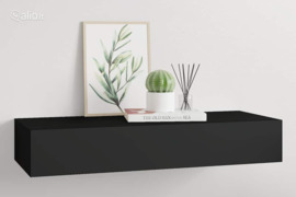 vidaXL Sieninė lentyna su stalčiumi, juoda, 60x23,5x10cm, MDF