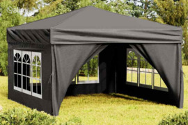 vidaXL Proginė palapinė su šoninėmis sienomis, antracito, 3x3m