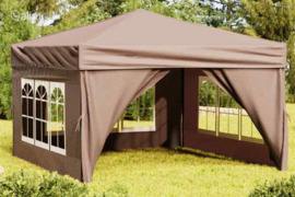 vidaXL Proginė palapinė su šoninėmis sienomis, taupe, 3x3m