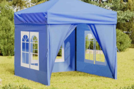 vidaXL Proginė palapinė su šoninėmis sienomis, mėlyna, 2x2m