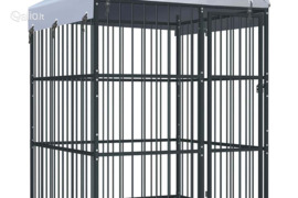 vidaXL Lauko voljeras šunims su stogu, 150x150x210cm