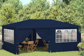 vidaXL Proginė palapinė su šoninėmis sienomis, mėlyna, 4x6m, 90g/m²