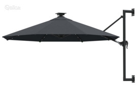 vidaXL Prie sienos montuojamas sodo skėtis su LED, antracito, 300cm