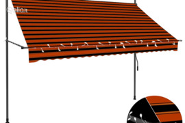vidaXL Rankinė ištraukiama markizė su LED, oranžinė ir ruda, 250cm