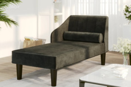 vidaXL Poilsio sofa su ilga pagalve, juodos spalvos, aksomas