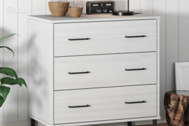 vidaXL Šoninė spintelė, balta, 77x40x79,5cm, mediena, OSLO