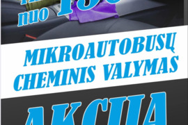 Automobilių ir mikroautobusų cheminis valymas, visos plovimo paslaugos