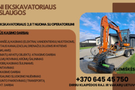 MINI 3T EKSKAVATORIAUS PASLAUGOS SU OPERATORIU