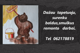 Vidaus apdailos dabai;dažymas,gruntavimas,smulkūs remonto darbai.***Tel***