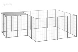 vidaXL Voljeras šunims, sidabrinės spalvos, 6,05 m², plienas