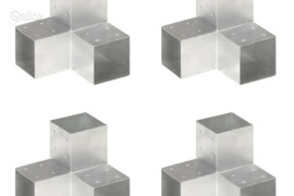 vidaXL Stulpų sujungimai, 4vnt., 101x101mm, metalas, Y formos