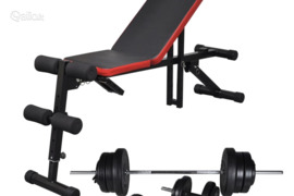 vidaXL Reguliuoj. atsilenk. suoliukas su štanga ir hant. rink., 60,5kg