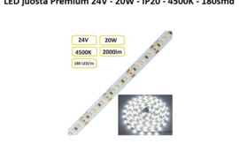 LED juosta Premium 24V - 20W - IP20 - 4500K - 180smd