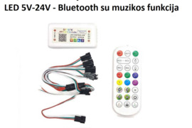 LED skaitmeninės juostos valdiklis SPI RGB LED 5V-24V - Bluetooth su muzikos funkcija