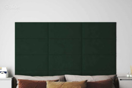vidaXL Sienų plokštės, 12vnt., žalios, 60x30cm, aksomas, 2,16m²