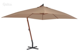 vidaXL Gembinis sodo skėtis su mediniu stulpu, taupe, 400x300cm