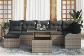              8 dalių sodo sofa komplektas su pagalvėmis, pilkas, poli ratanas